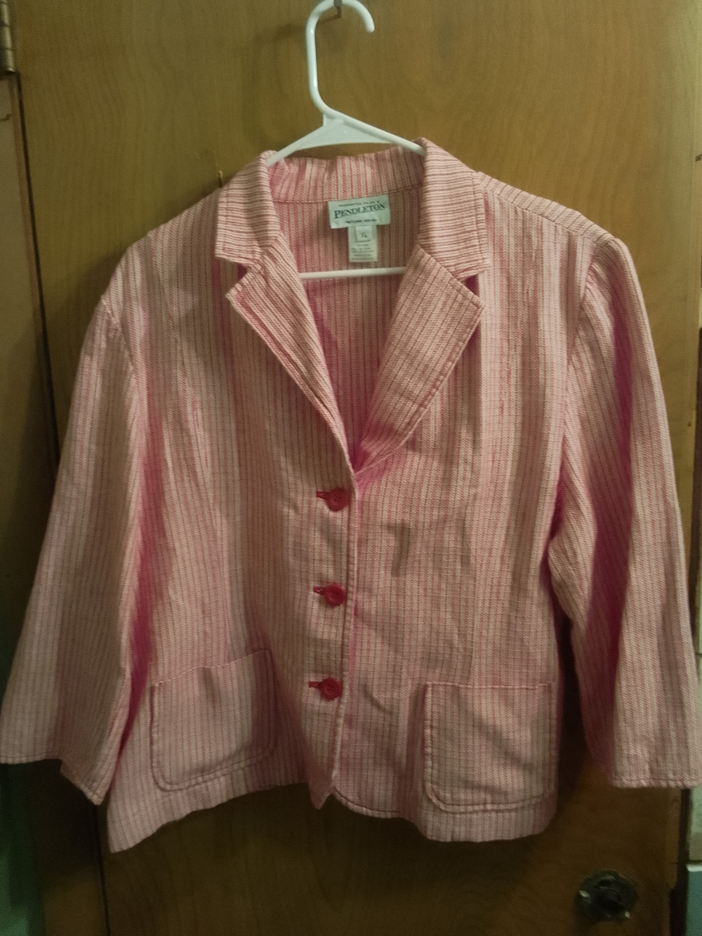 Pendleton Pink Striped Women's Collared ‎ Blazer Jacket